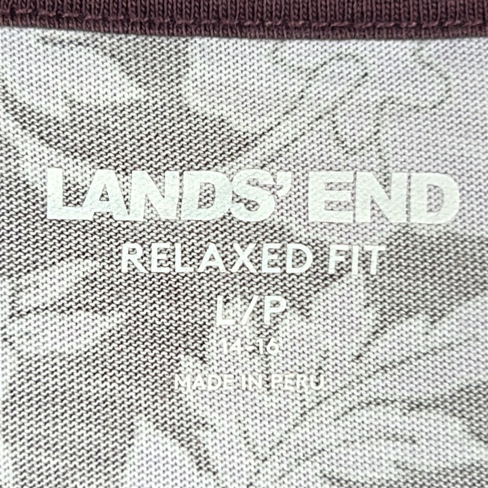 Lands' End Relaxed Fit Floral Cotton Long Sleeve Tee Large Petite Purple Lilac - Picture 5 of 11